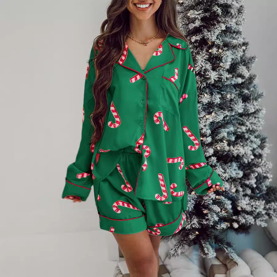 OMNI™ Women's Long-sleeve Christmas Candy Cane Pajamas Set