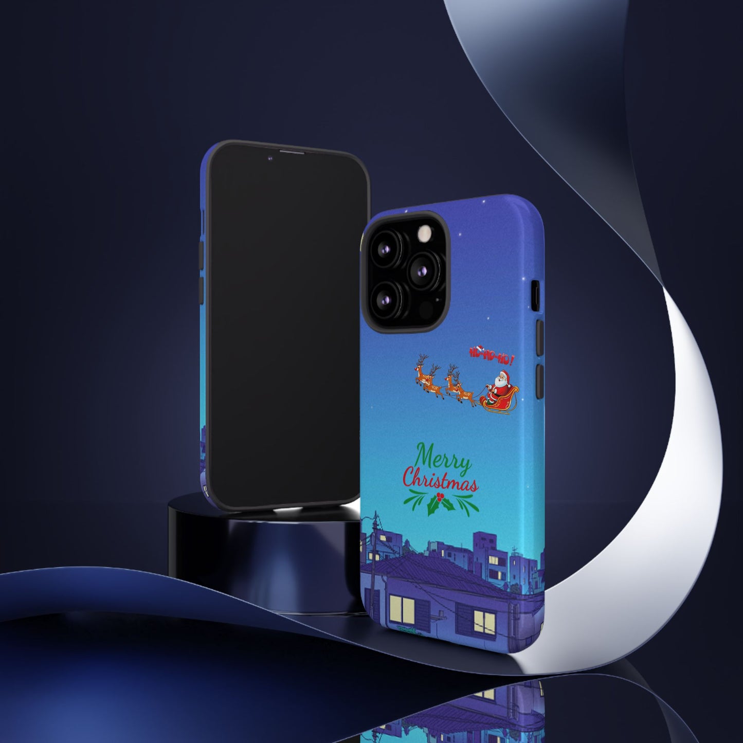 OMNI™ Santa and His Reindeer (Merry Christmas) Starry Night Double Layered Phone Cases