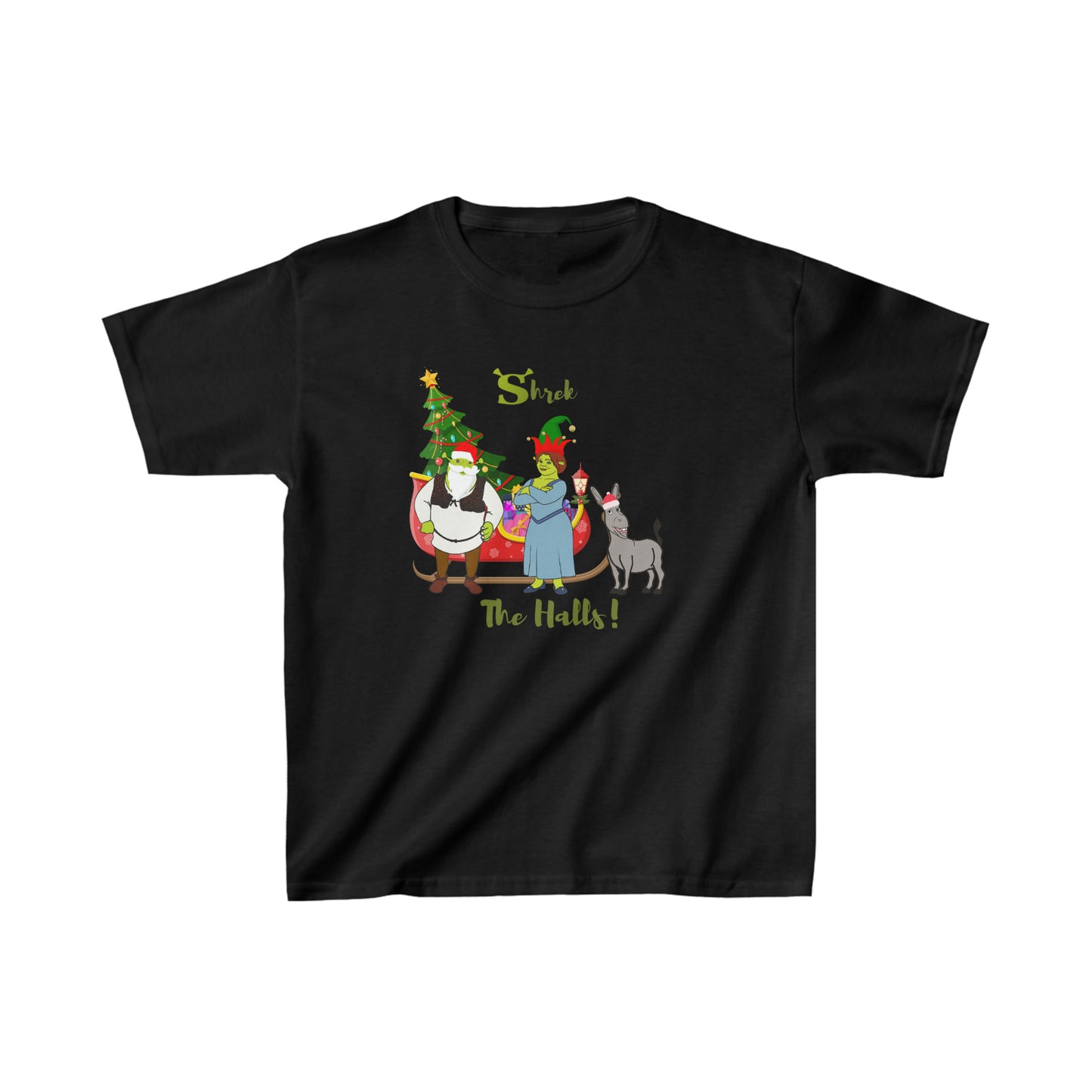 OMNI™ Shrek The Halls! (Shrek Trio: Shrek, Fiona and Donkey) Kids Heavy Cotton T-Shirt