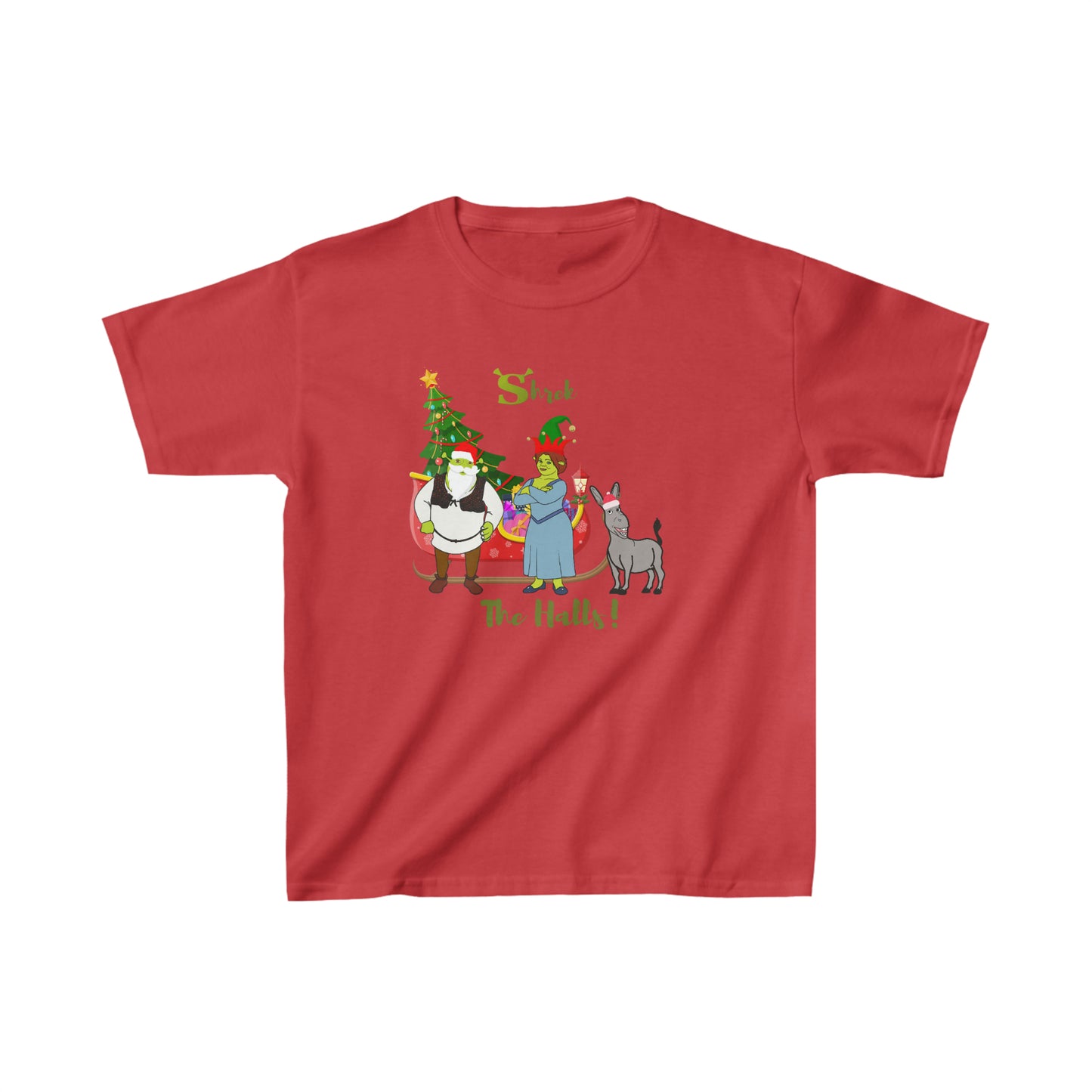 OMNI™ Shrek The Halls! (Shrek Trio: Shrek, Fiona and Donkey) Kids Heavy Cotton T-Shirt