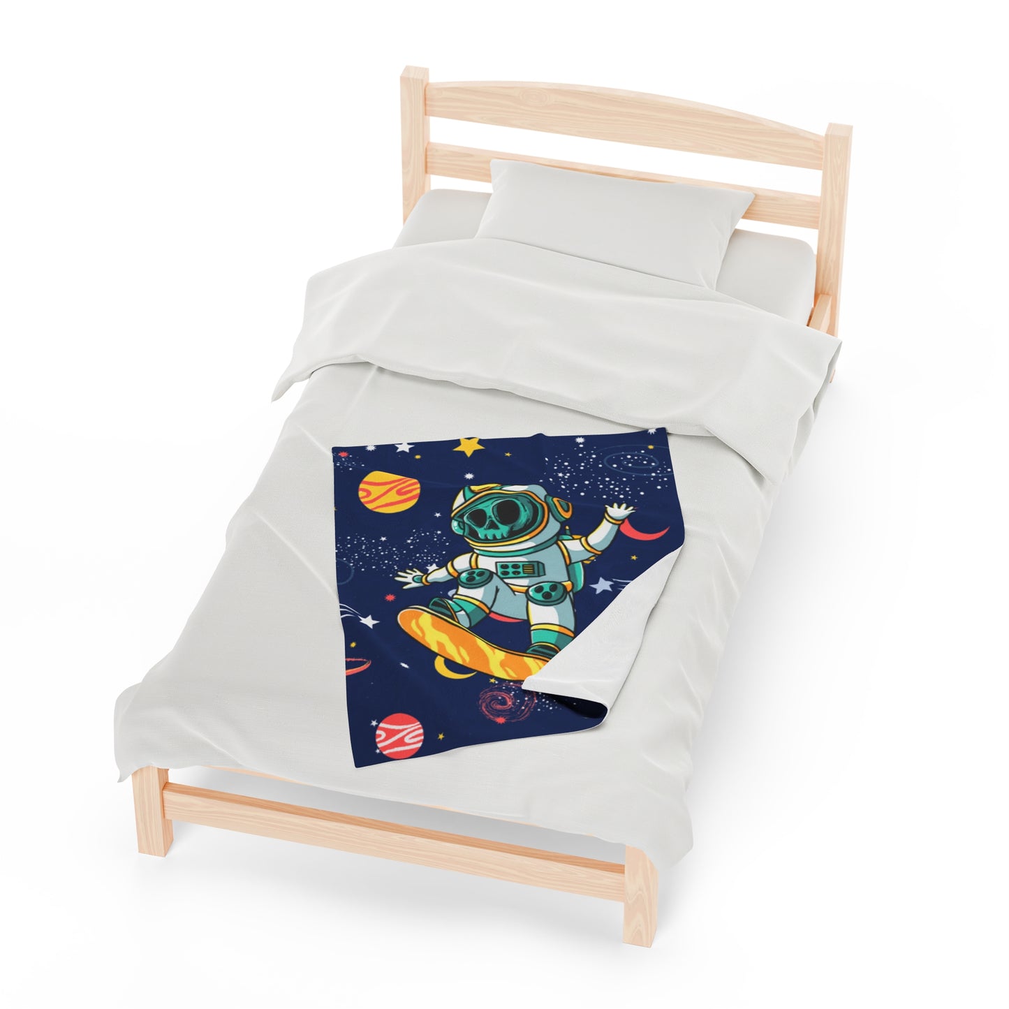 OMNI™ Skeleton Astronaut Space Surfer Velveteen Plush Blanket