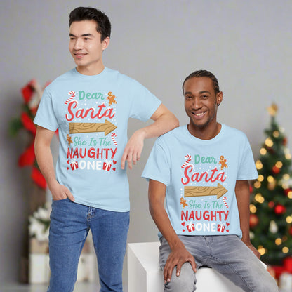 OMNI™ Dear Santa, She's The Naughty One Men's Heavy Cotton T-Shirt