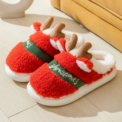 OMNI™ 3D Plush Unisex Reindeer Antler Christmas Plush Slippers