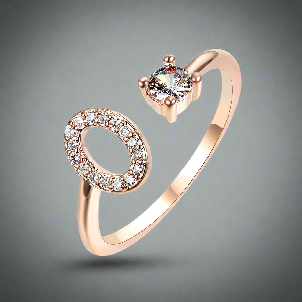 OMNI™ Adjustable 26 Initial Letter Zircon Ring