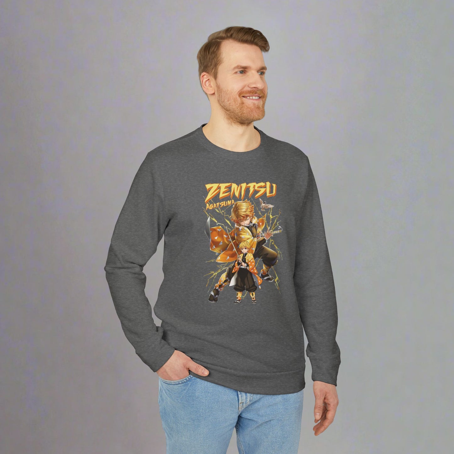 OMNI™ Demon Slayer Zenitsu Agatsuma Adidas Unisex Fleece Crewneck Sweatshirt