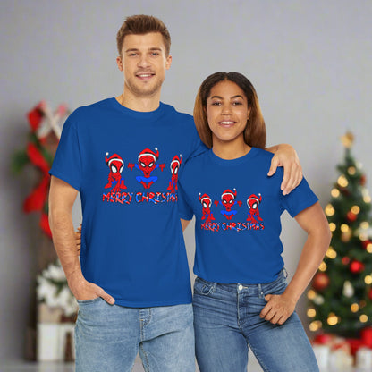 Spider-man Christmas Themed Unisex Heavy Cotton T-Shirt
