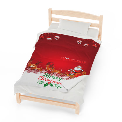 OMNI™ Santa and is Reindeer (Merry Christmas) Velveteen Plush Blanket