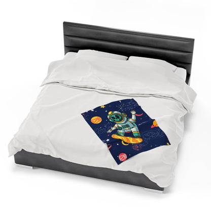 OMNI™ Skeleton Astronaut Space Surfer Velveteen Plush Blanket