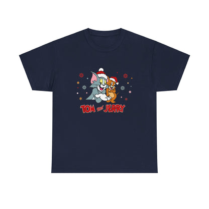 OMNI™ Tom and Jerry Christmas Themed Unisex Heavy Cotton T-Shirt