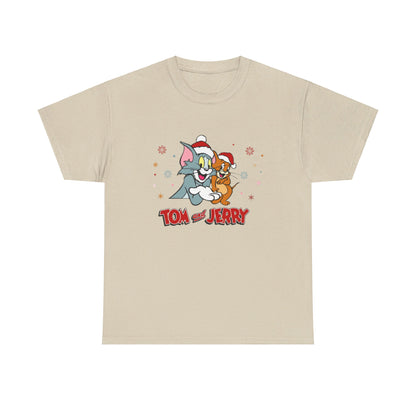 OMNI™ Tom and Jerry Christmas Themed Unisex Heavy Cotton T-Shirt