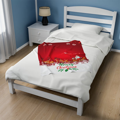 OMNI™ Santa and is Reindeer (Merry Christmas) Velveteen Plush Blanket