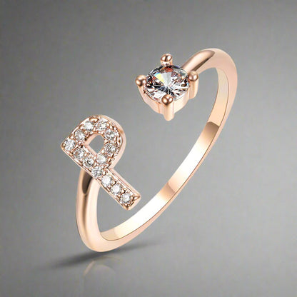 OMNI™ Adjustable 26 Initial Letter Zircon Ring