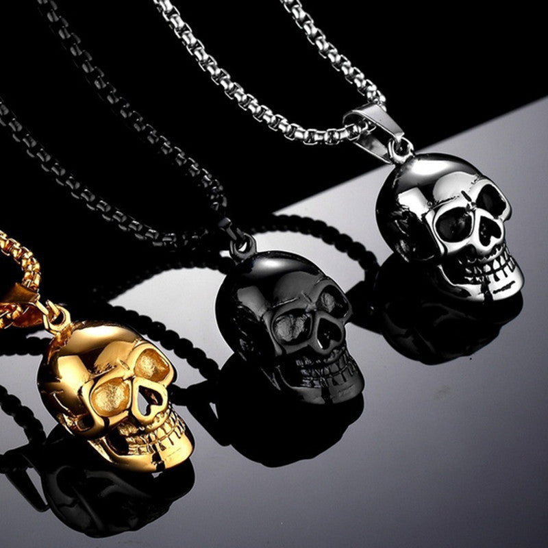 OMNI™ Titanium Steel Punk Halloween Skull Necklace