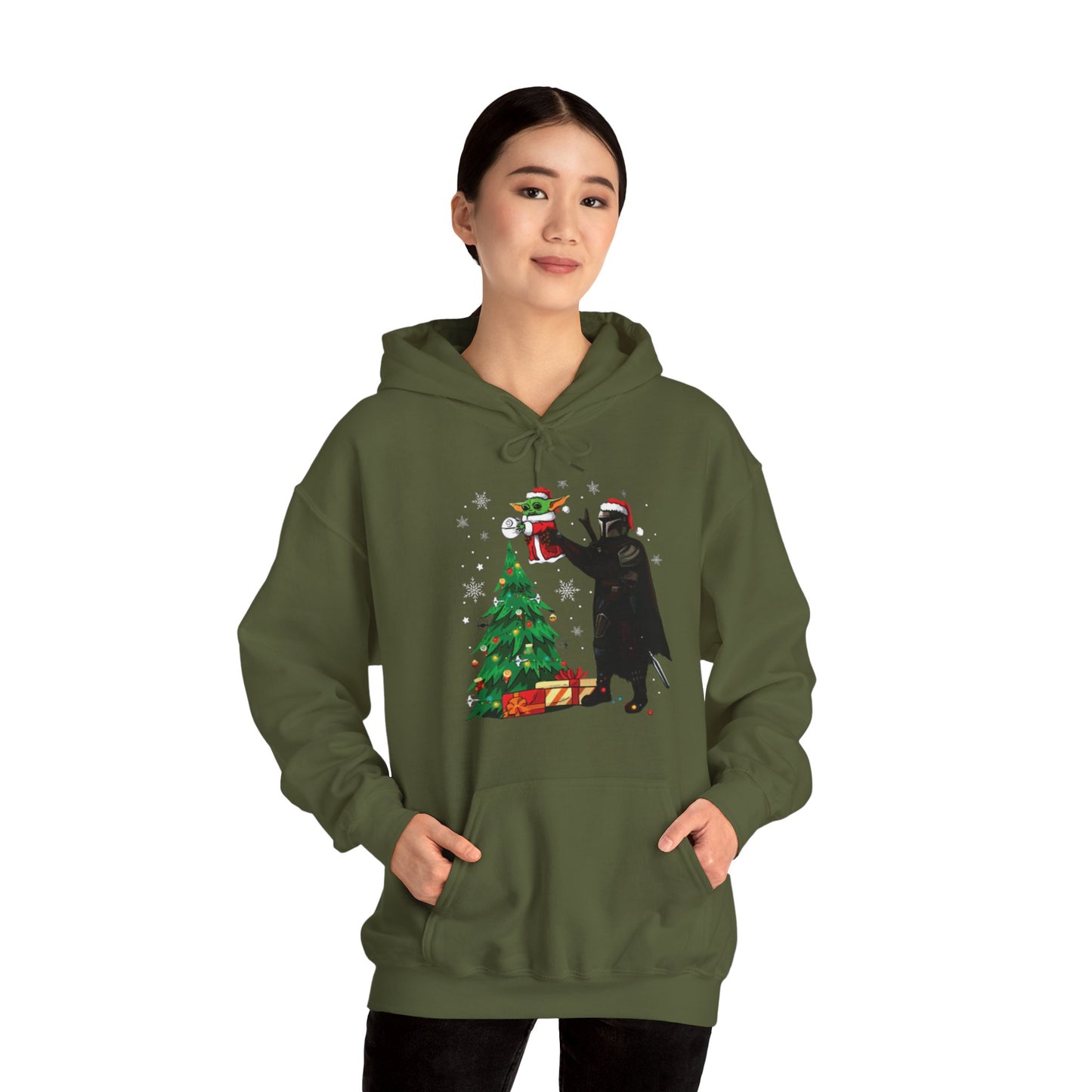 OMNI™ Star Wars Mandalorian and Baby Yoda Christmas Themed Unisex Hoodie