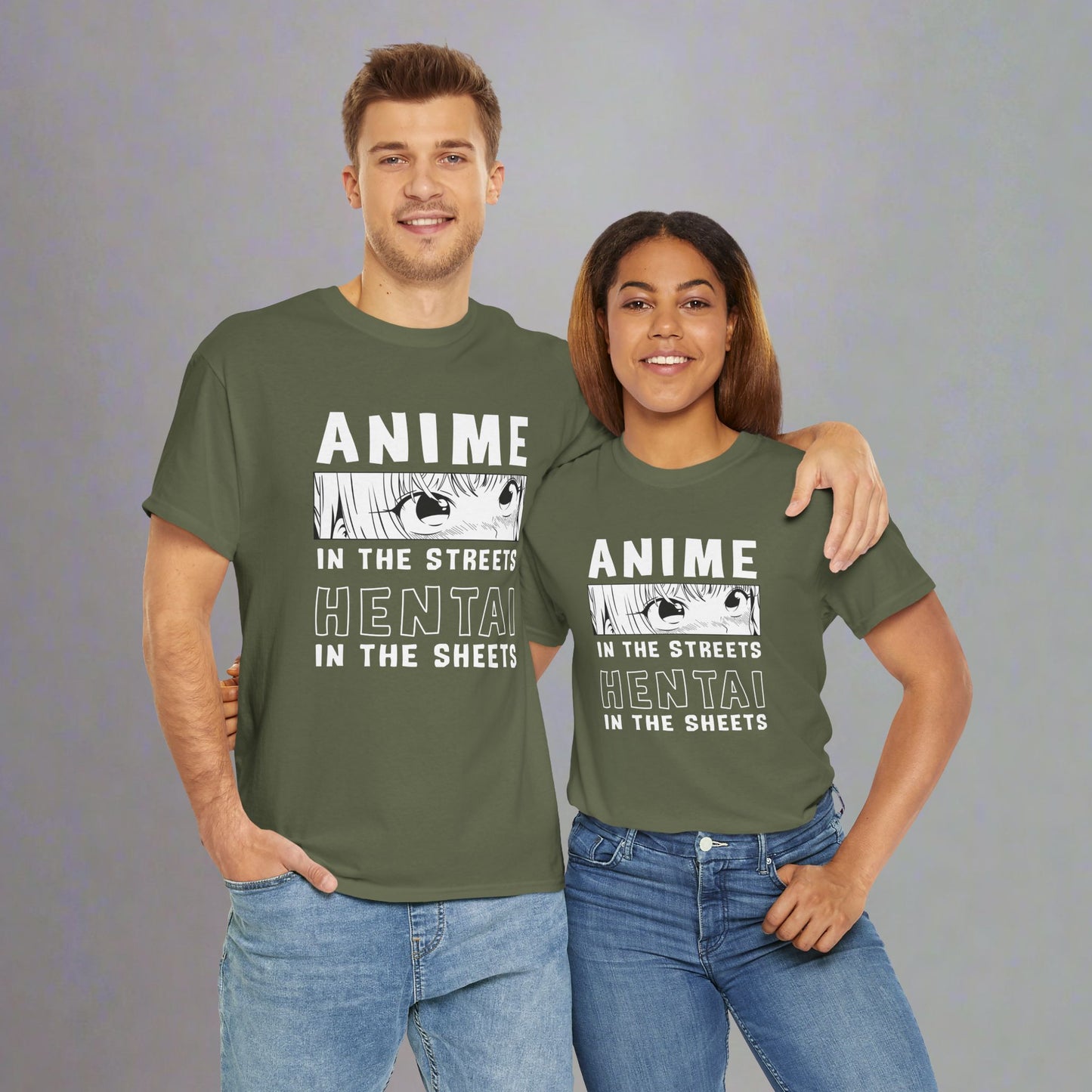 OMNI™ Anime In The Streets Hentai In The Sheets Unisex Heavy Cotton T-Shirt