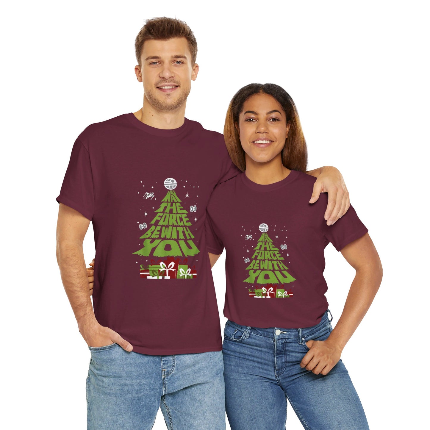 OMNI™ May The Force Be With You Christmas Tree Unisex Heavy Cotton T-Shirt