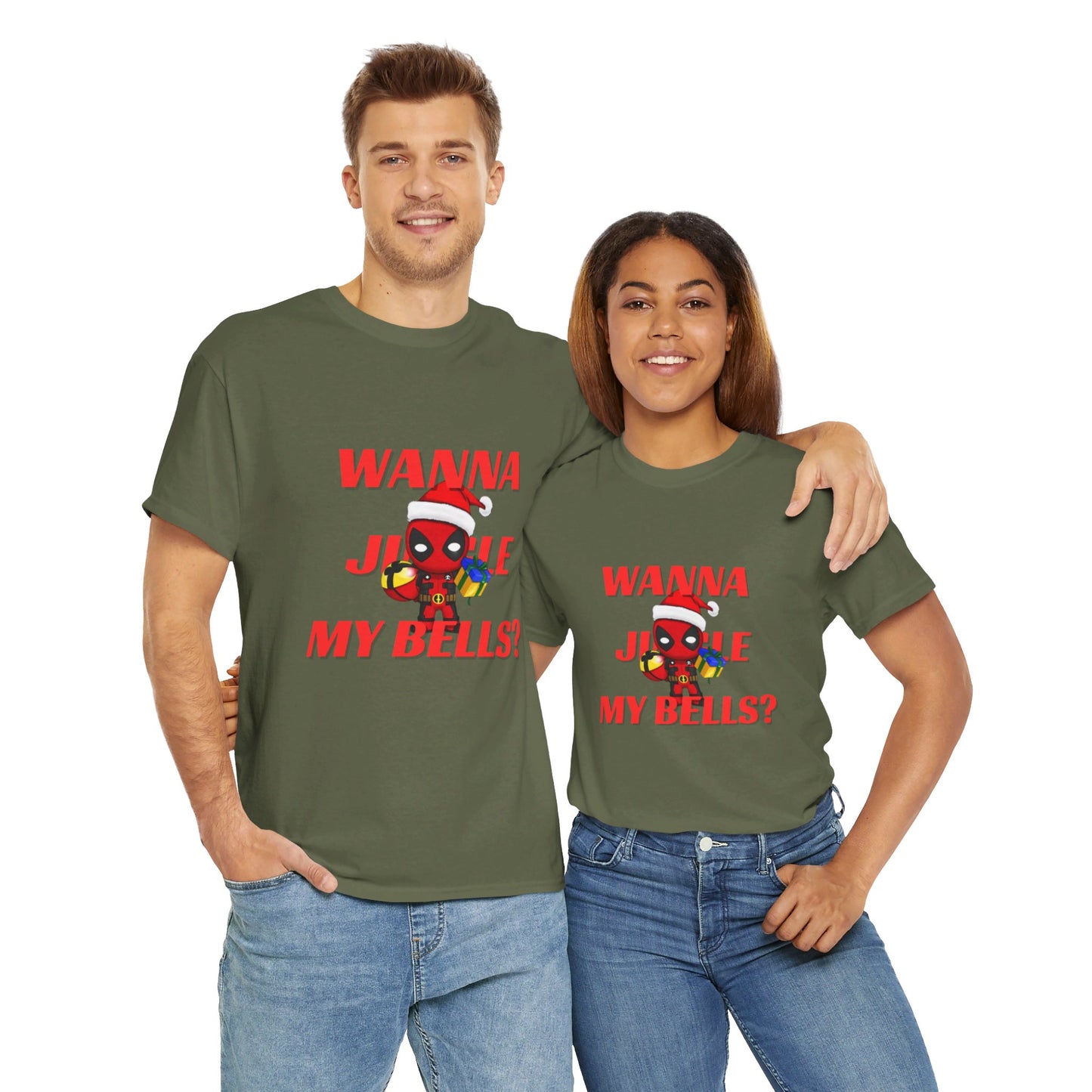 OMNI™ Deadpool Santa (Wanna Jingle My Bells?) Unisex Heavy Cotton T-Shirt