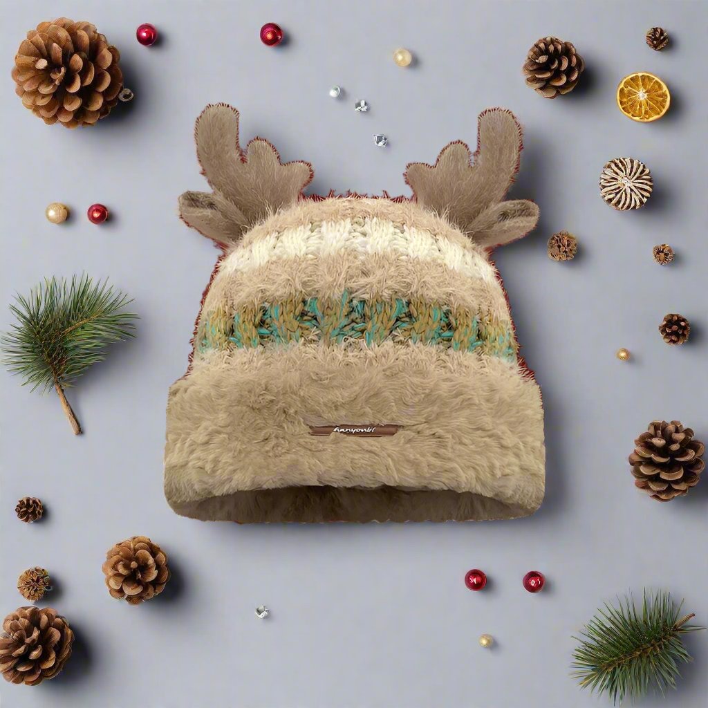 OMNI™ Reindeer Antler Knitted Christmas Beanie