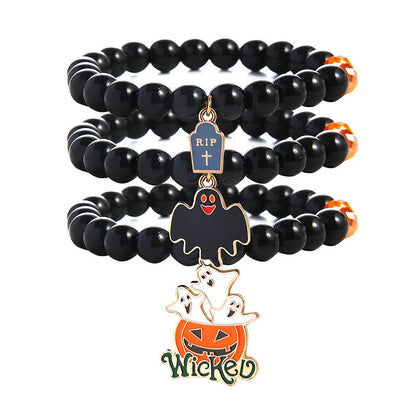 OMNI™ 3 Piece Halloween Ghost Pumpkin Charm Beaded Bracelet Set