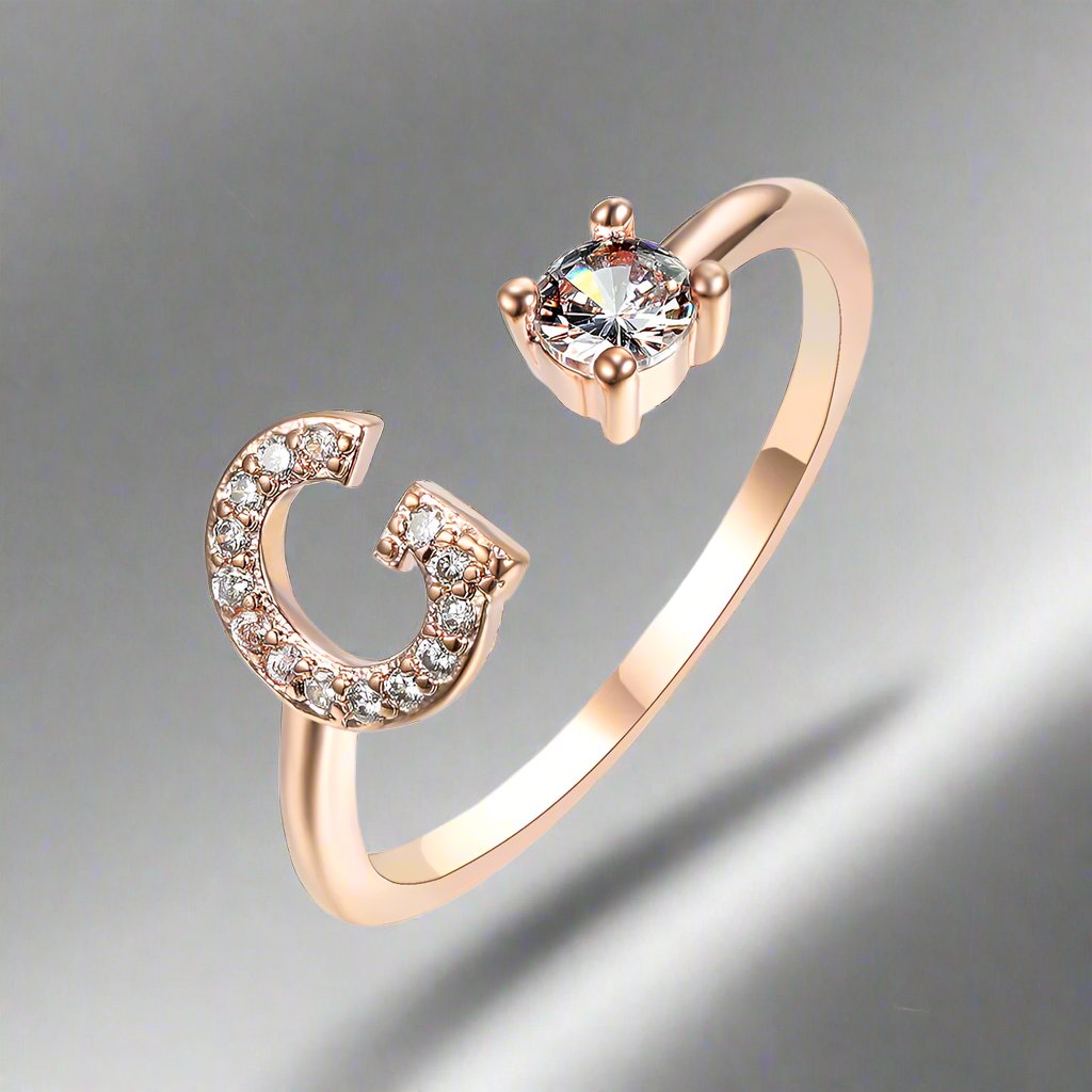 OMNI™ Adjustable 26 Initial Letter Zircon Ring