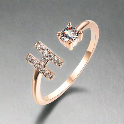 OMNI™ Adjustable 26 Initial Letter Zircon Ring