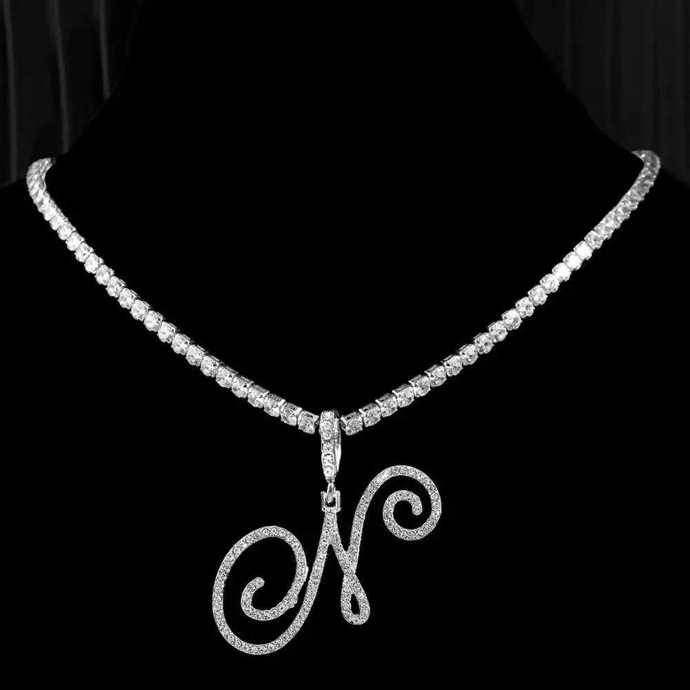 OMNI™ Cubic Zirconia Cursive Alphabet Necklace