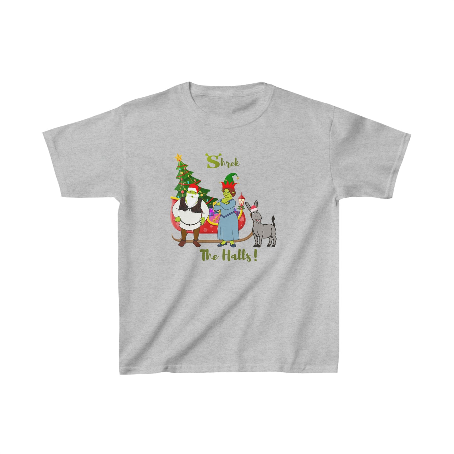 OMNI™ Shrek The Halls! (Shrek Trio: Shrek, Fiona and Donkey) Kids Heavy Cotton T-Shirt