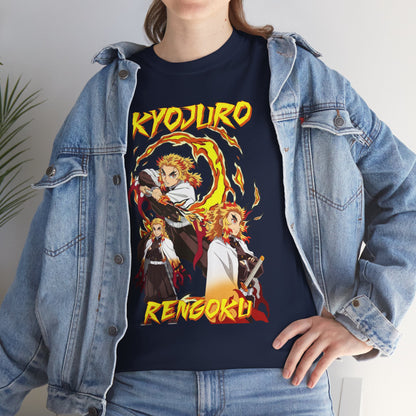 OMNI™ Demon Slayer Flame Hashira Kyojuro Rengoku Unisex Heavy Cotton T-Shirt