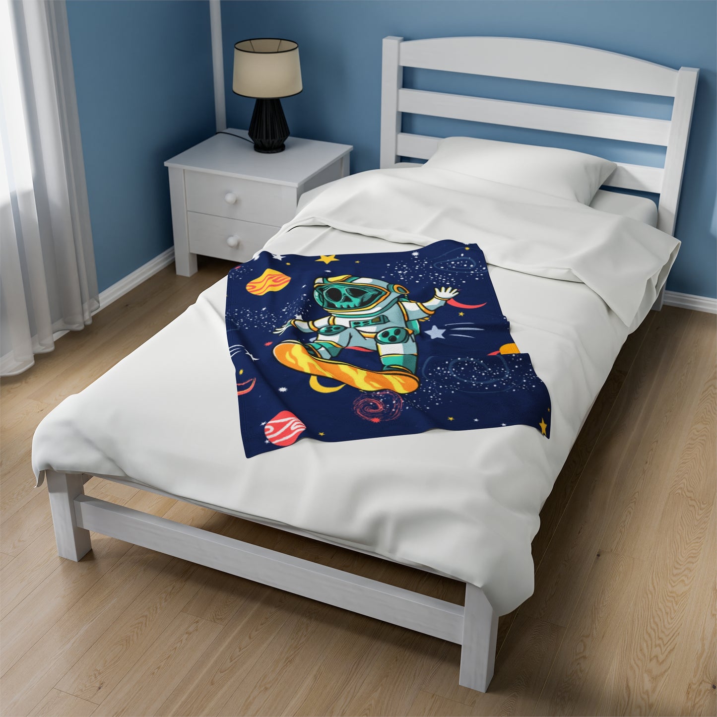 OMNI™ Skeleton Astronaut Space Surfer Velveteen Plush Blanket