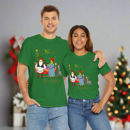 Shrek The Halls! (Shrek Trio: Shrek, Fiona and Donkey) Unisex Heavy Cotton T-Shirt