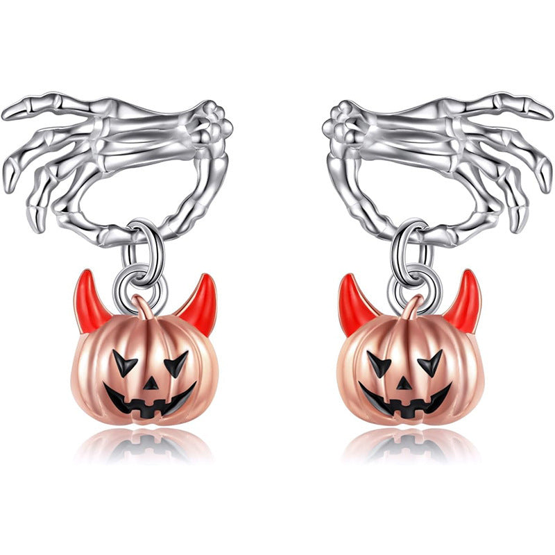 OMNI™ Halloween Ghost Hand Pumpkin Head Stud Earrings