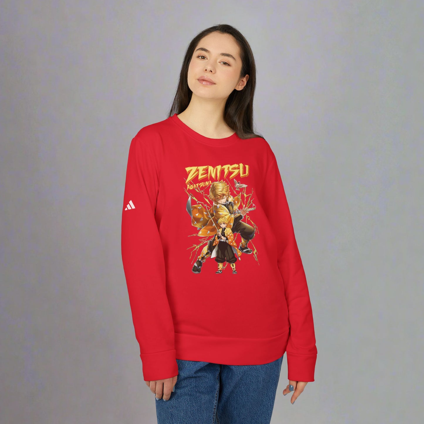 OMNI™ Demon Slayer Zenitsu Agatsuma Adidas Unisex Fleece Crewneck Sweatshirt