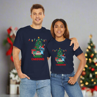 Stitch Christmas Themed Unisex Heavy Cotton T-Shirt