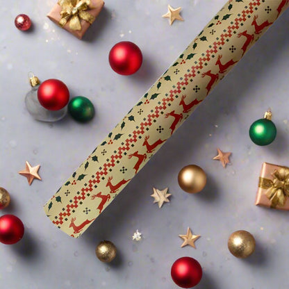 OMNI™ 2 Piece Vintage Stylish Christmas Themed Wrapping Paper