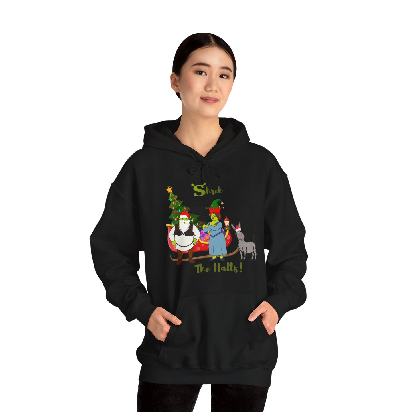 OMNI™ Shrek The Halls! (Shrek Trio: Shrek, Fiona and Donkey) Christmas Themed Unisex Hoodie