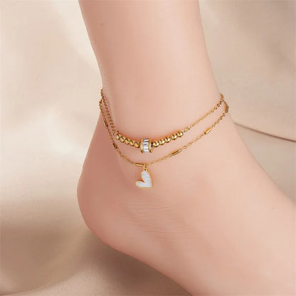 OMNI™ Classic Boho Titanium Steel Double Layered Heart Ankle Chain