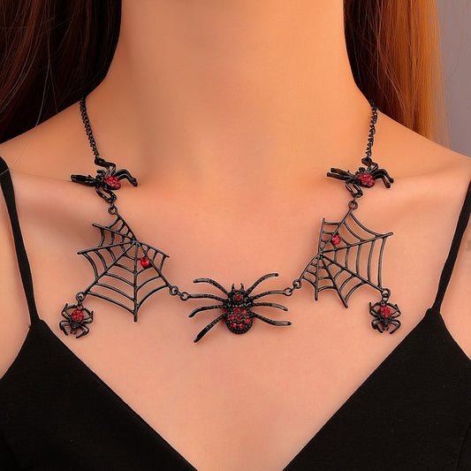 OMNI™ Halloween Spider And Spider Web Clavicle Necklace