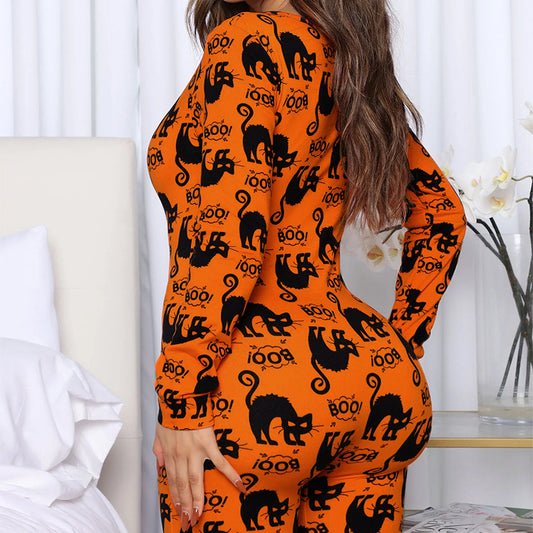 Omni™ Halloween Printed Long Sleeve Jumpsuit Pajamas