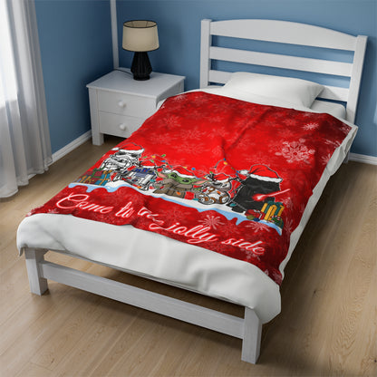 OMNI™ Star Wars Cartoon (Come To The Jolly Side) Christmas Themed Velveteen Plush Blanket