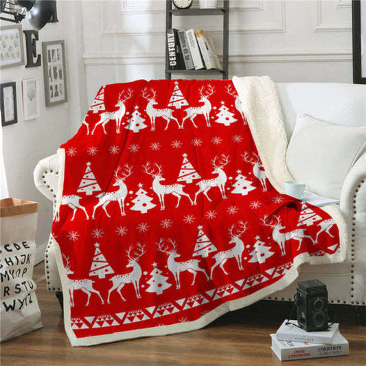 OMNI™ Red And White Reindeer Flannel Blanket