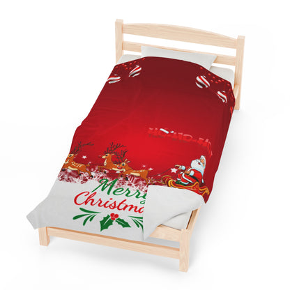 OMNI™ Santa and is Reindeer (Merry Christmas) Velveteen Plush Blanket