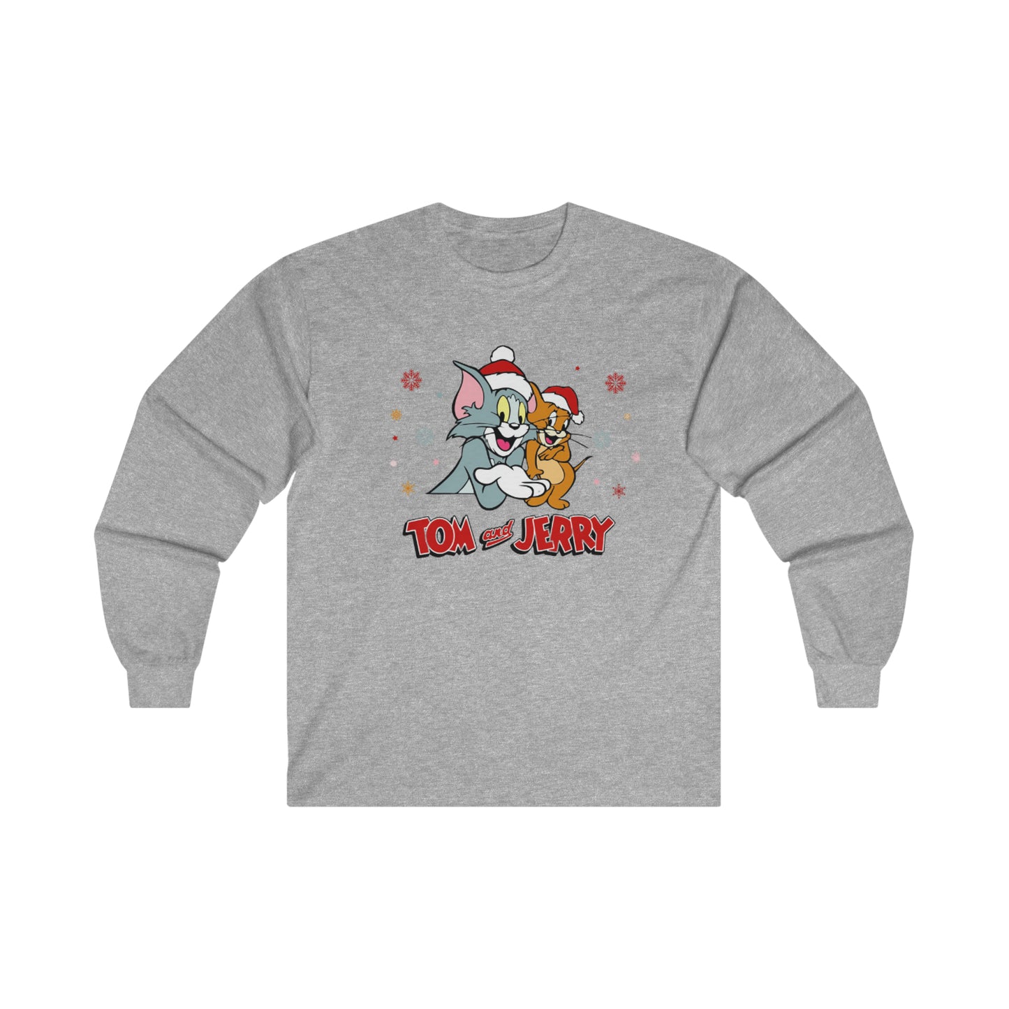 OMNI™ Tom and Jerry Christmas Themed Ultra Cotton Long Sleeve T-Shirt