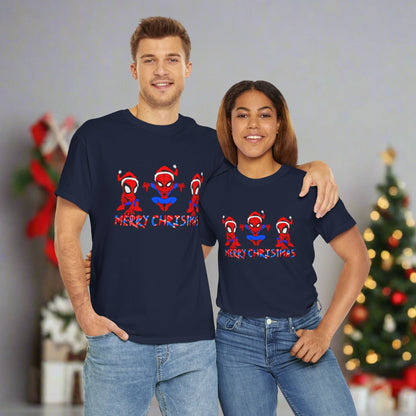 Spider-man Christmas Themed Unisex Heavy Cotton T-Shirt