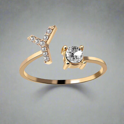 OMNI™ Adjustable 26 Initial Letter Zircon Ring