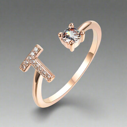 OMNI™ Adjustable 26 Initial Letter Zircon Ring