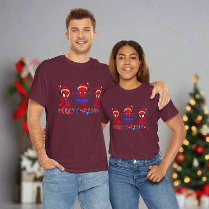 Spider-man Christmas Themed Unisex Heavy Cotton T-Shirt