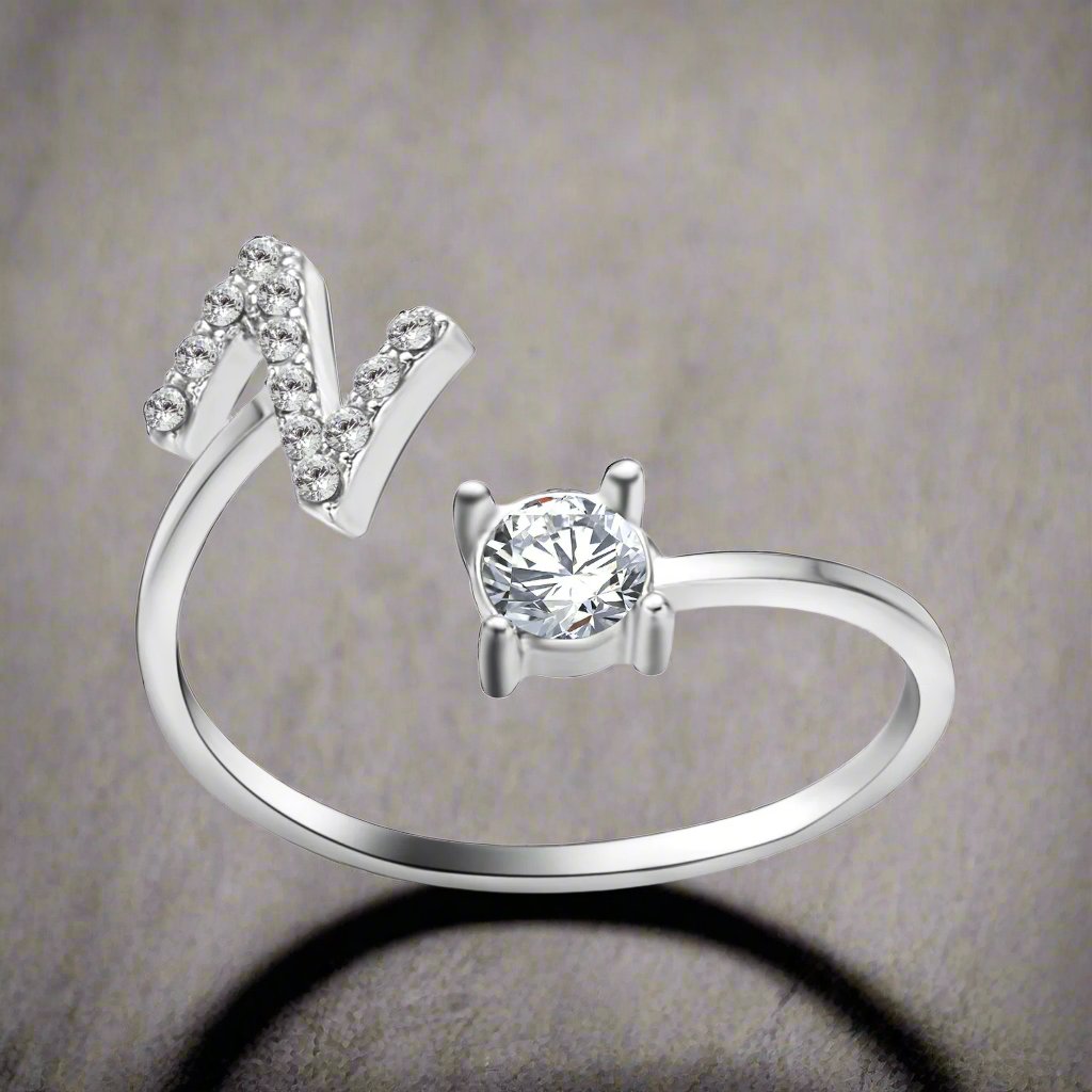 OMNI™ Adjustable 26 Initial Letter Zircon Ring