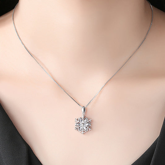 OMNI™ Diamond Inlaid Silver Snowflake Necklace