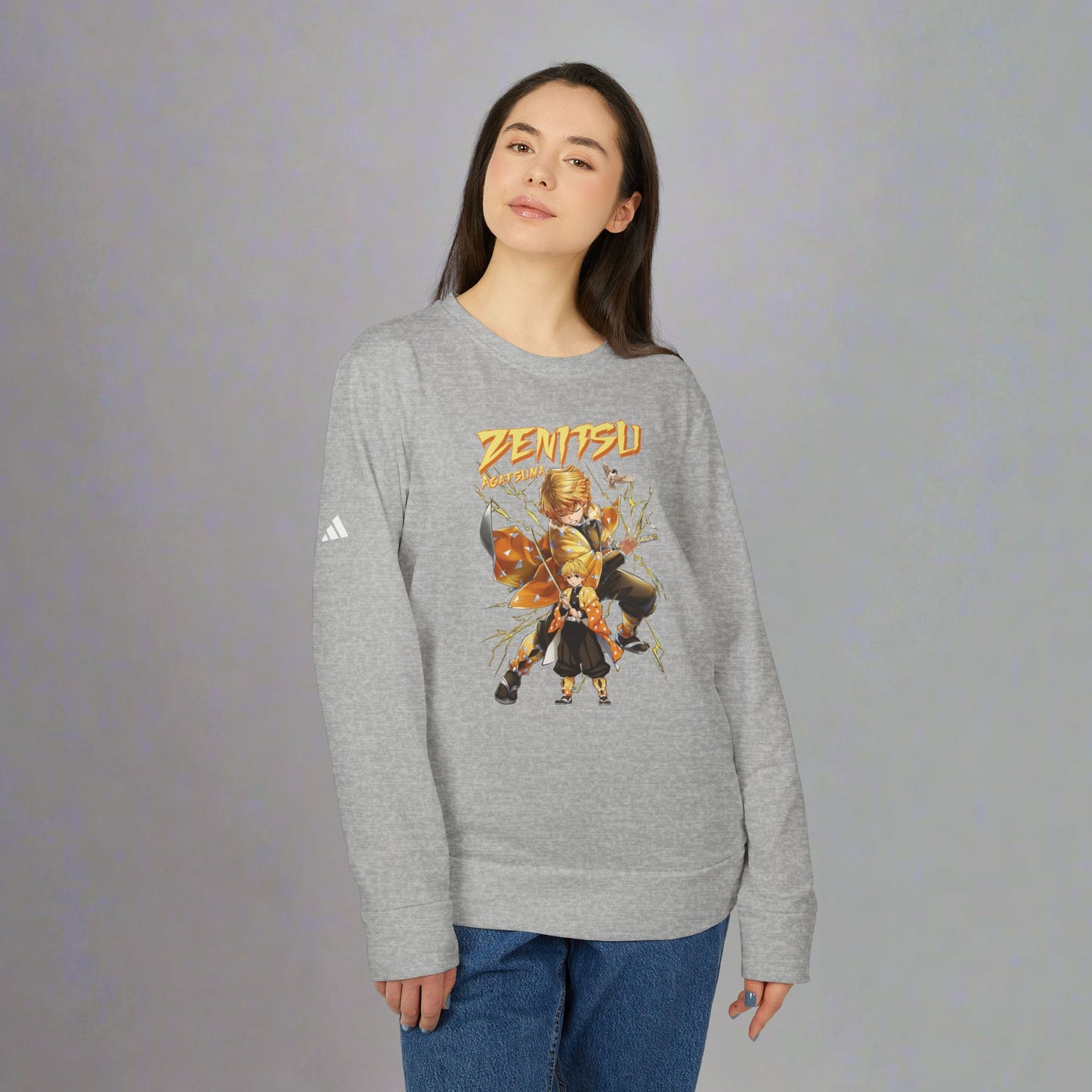 OMNI™ Demon Slayer Zenitsu Agatsuma Adidas Unisex Fleece Crewneck Sweatshirt