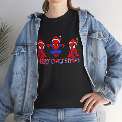 Spider-man Christmas Themed Unisex Heavy Cotton T-Shirt